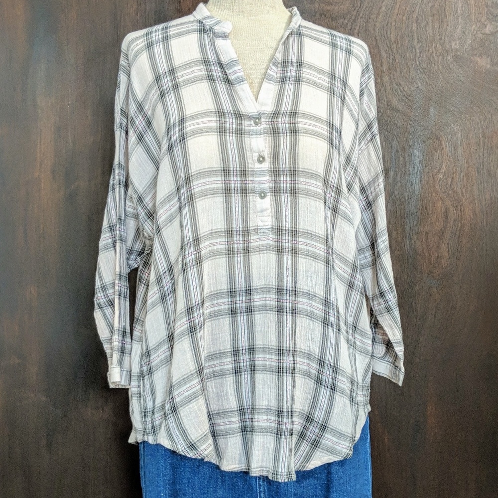 💛 Lucky Brand Tunic, Cream/Purple/Silver 💛